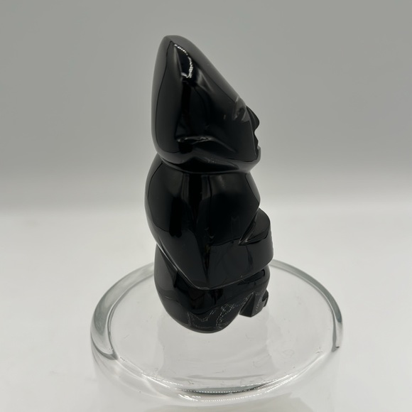 Carved Obsidian Native Statue, about 4” tall and about 2” wide - Picture 2 of 6